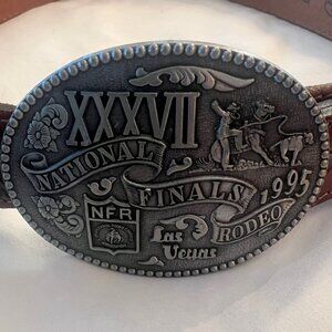 Rodeo Belt and Buckle Brown Leather (men/women)